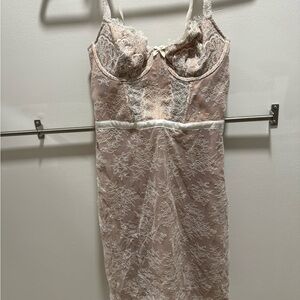 Victoria's Secret Blush Pink Lace Chemise with Ivory Lace Overlay